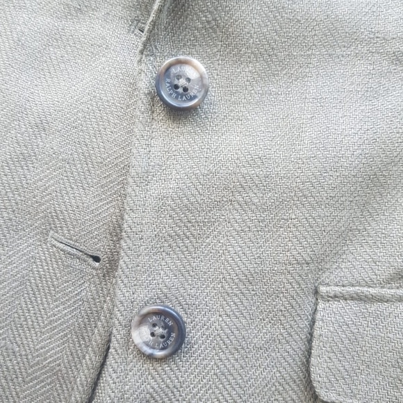 Lauren Ralph Lauren Herringbone Linen Blazer In Olive Fern Size 12 NWT $345 - Picture 8 of 12